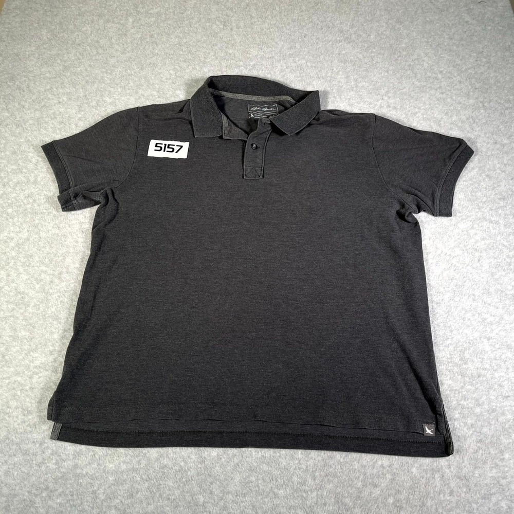 Eddie Bauer Performance Polo Shirt‎ Mens XL Black Slit Hi Low Golf Outdoor